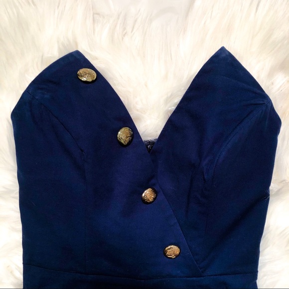 ASOS NAVY BANDEAU MILITARY JUMPSUIT - Picture 8 of 8